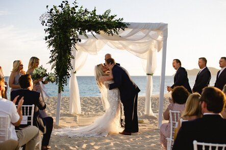 Beach wedding ceremony with ocean view